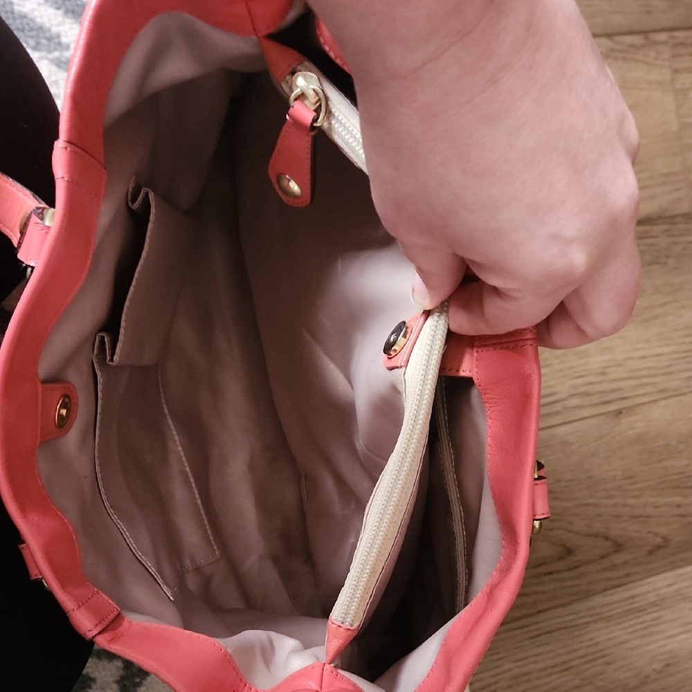 Coach Coral Leather Tote Bag - Picture 9 of 13